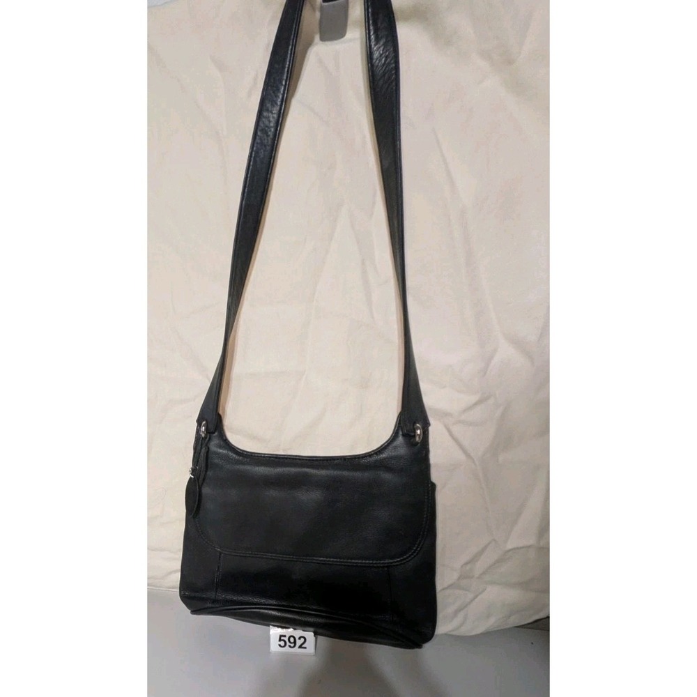 Rolfs Black Shoulder Bag Detachable Strap Zip & Magnetic Flap Pockets Silver